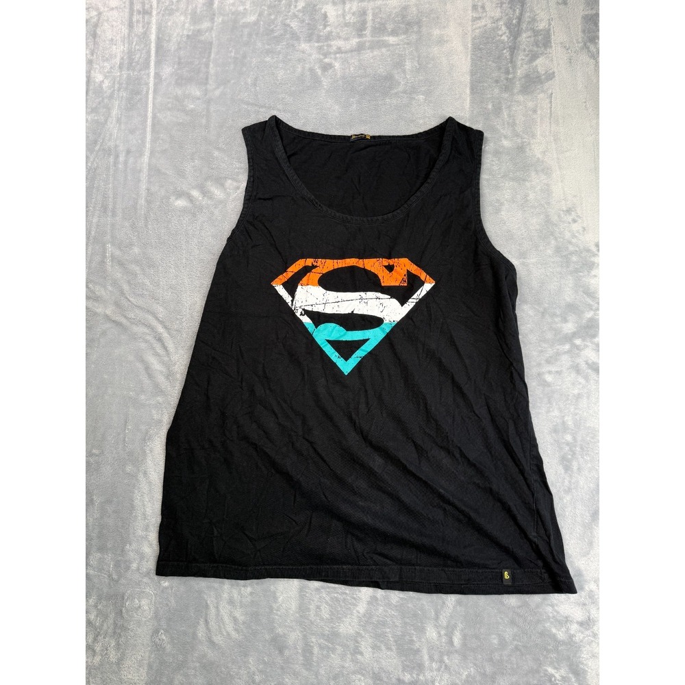 Bewakoof Superman Tank Top Men 2XL Black Cotton Sleeveless Classic Logo Pullover